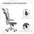 Height-Adjustable Office Chair with Lumbar Support and Flip-Up Armrests, 65x64x120-130 cm