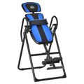 HOMCOM Folding Gravity Inversion Table with Adjustable Length (140-203cm) and Wheels, Black and Blue