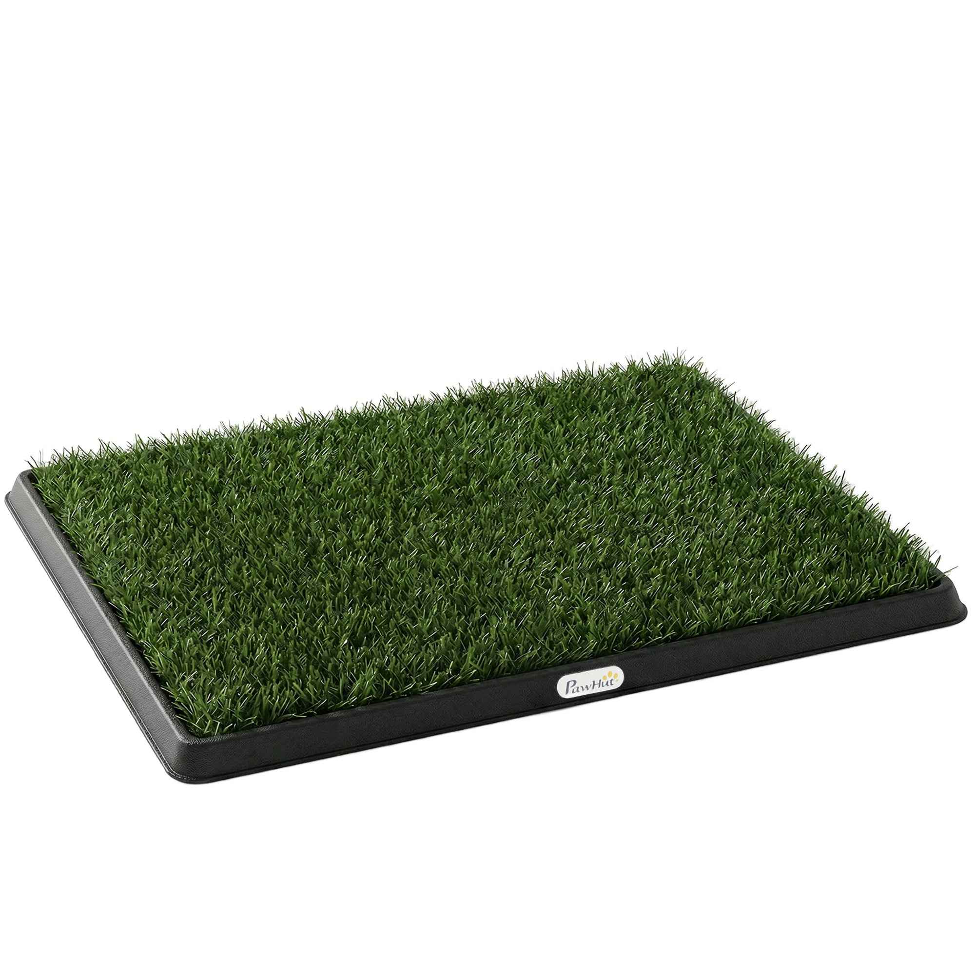 PawHut Dog Mat with Tray and Artificial Grass, 63 x 50.5 cm, Green
