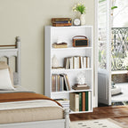 4-Shelf Bookcase Cabinet with 2 Flexible Shelves, in Wood, 60x24x115.5 cm, White