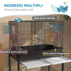 PawHut Indoor Bird Cage with Tray, Shelf and Wheels with Brakes, 85x49x119 cm, Black