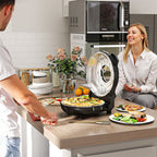1200W Electric Pizza Oven with Transparent Window, Timer and Temperature Control, Black