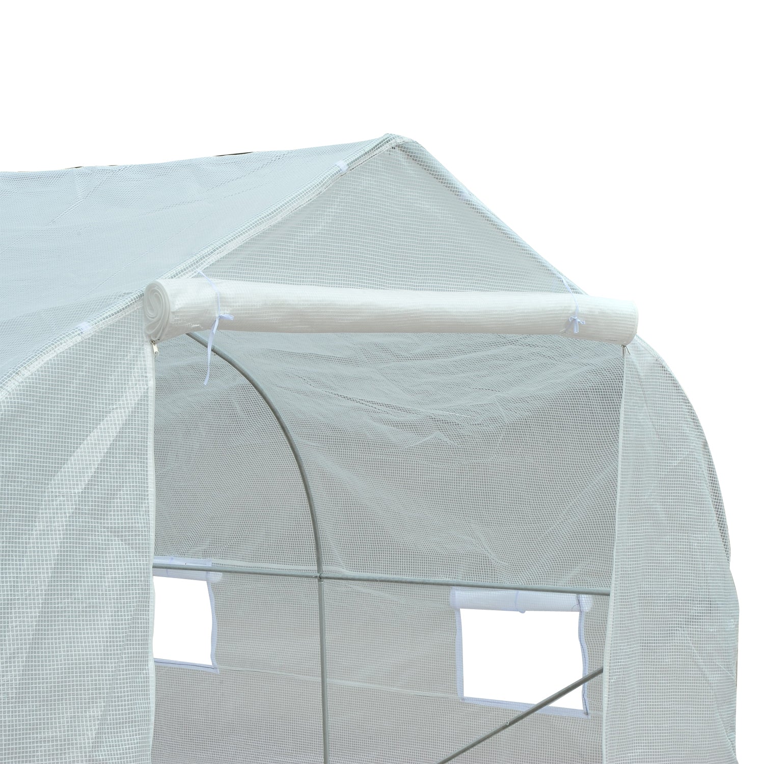 Outsunny Outdoor Tunnel Greenhouse with 6 Mesh Windows, in Metal and PE Plastic, 3.5x3 m, White - Borgè