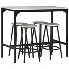 5 Piece Dining Set with Bar Counter 110x50x89.5 cm and Stools Ø30x60.5 cm in Wood and Metal Grey and Black
