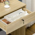 Dressing Table with Mirror, Dressing Table, Stool, 4 Drawers and 4 Shelves, Wood Color