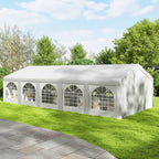 Outsunny 10x5 m Garden Tent with 10 Removable Side Walls, in PE and Galvanized Metal, White