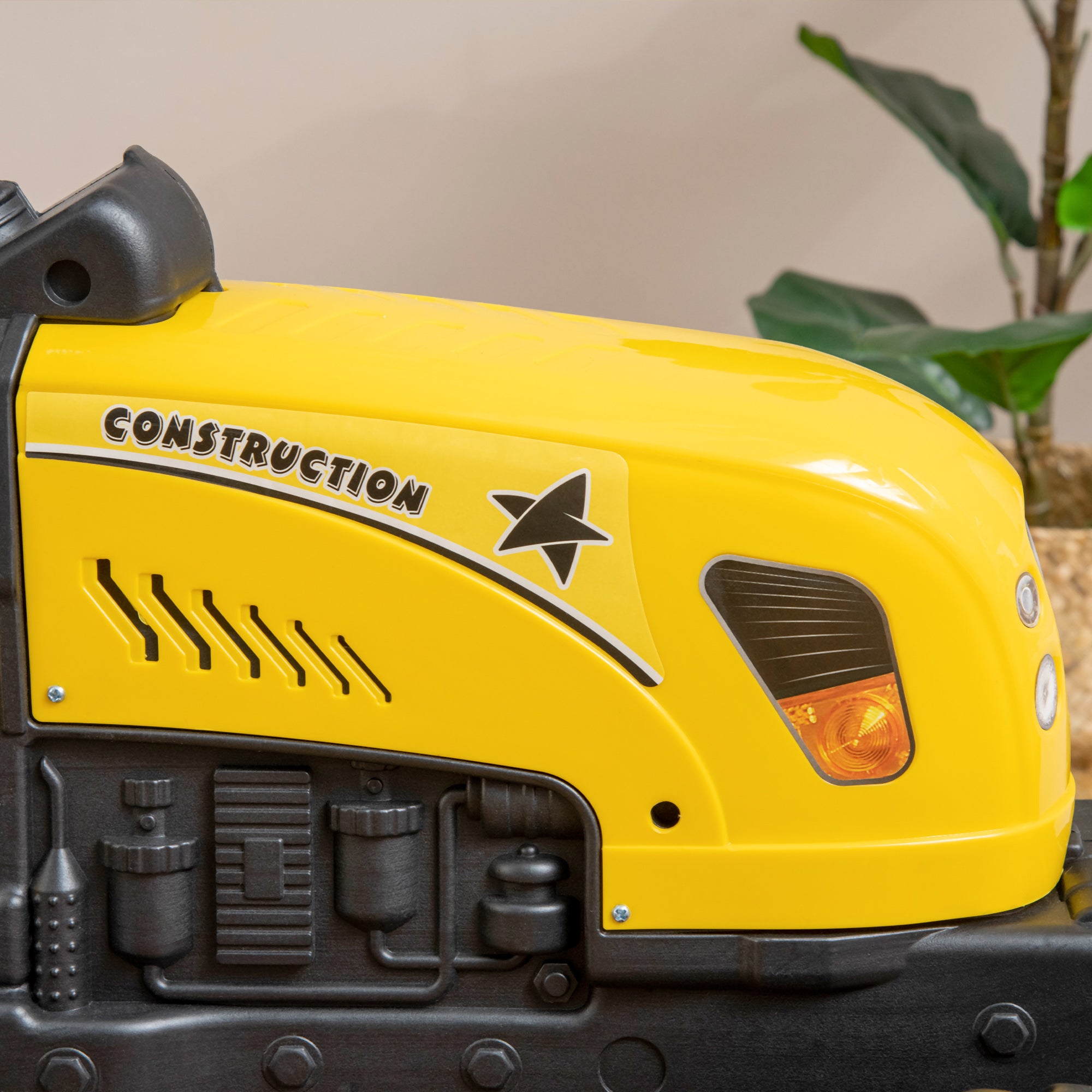 Pedal Tractor for Children from 3+ Years with Trailer, Rake, Shovel and Horn, Yellow
