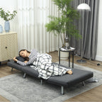 3-in-1 Sofa Bed with Adjustable Backrest and Linen-Effect Fabric Cushion, Dark Grey