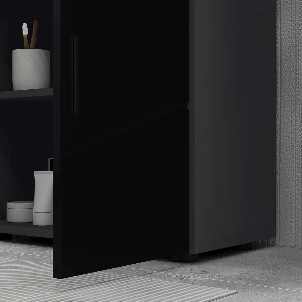 kleankin Bathroom Vanity Unit for Pedestal with Cabinet 2 Doors, 60x30x60cm, Black - Borgè