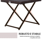 Folding Garden Table in Synthetic Rattan and Steel, Space-Saving Balcony Table, 40x40x40cm, Brown