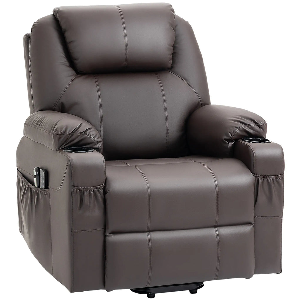 Lift Chair Reclining up to 135° with Cup Holder, Remote Control and Footrest 88x92x106 cm, Brown