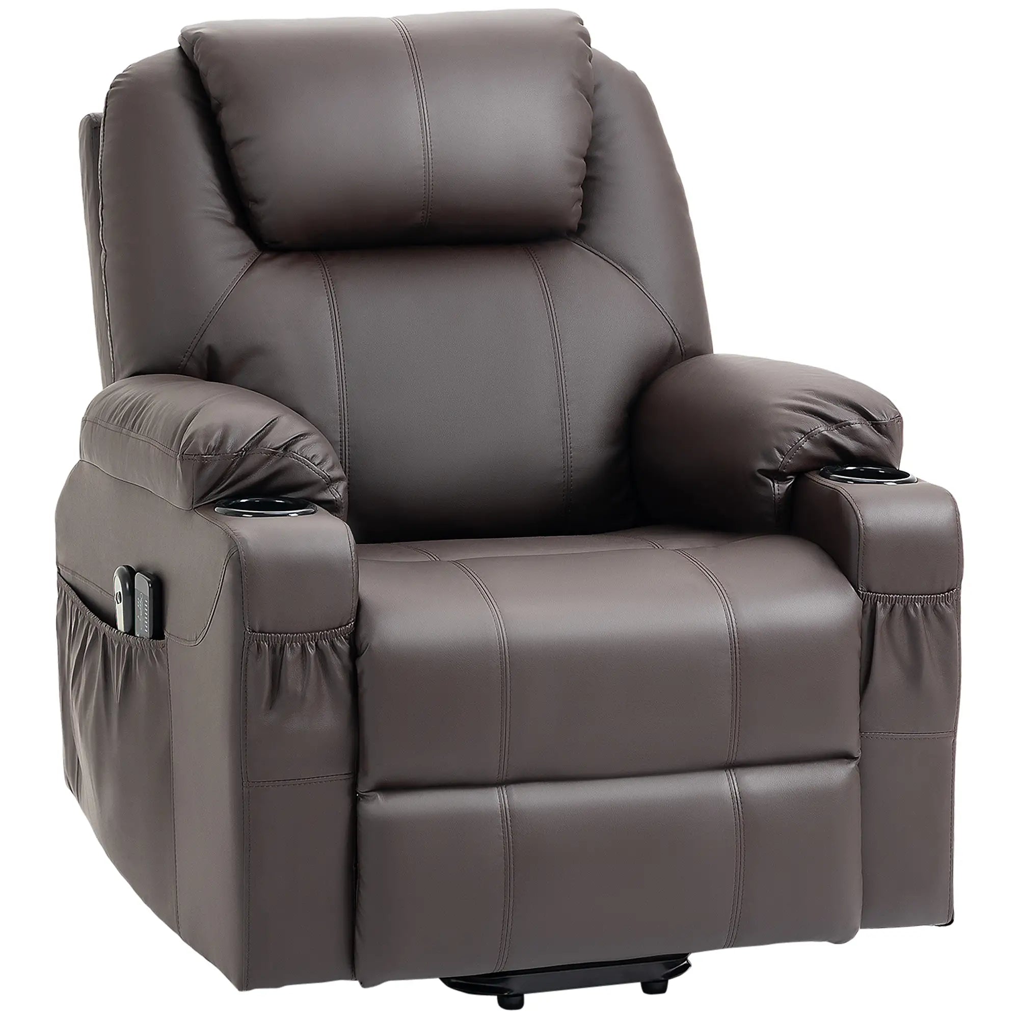 Lift Chair Reclining up to 135° with Cup Holder, Remote Control and Footrest 88x92x106 cm, Brown