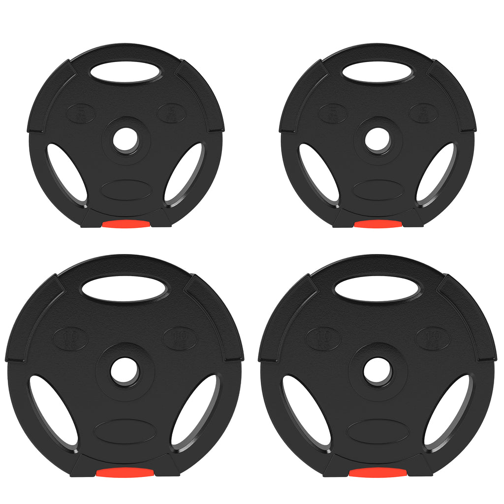 SPORTNOW Weight Kit with 2 10 kg Discs and 2 5 kg Discs in Polypropylene and Sand, Ø34x6 cm and Ø27x4.5 cm, Black