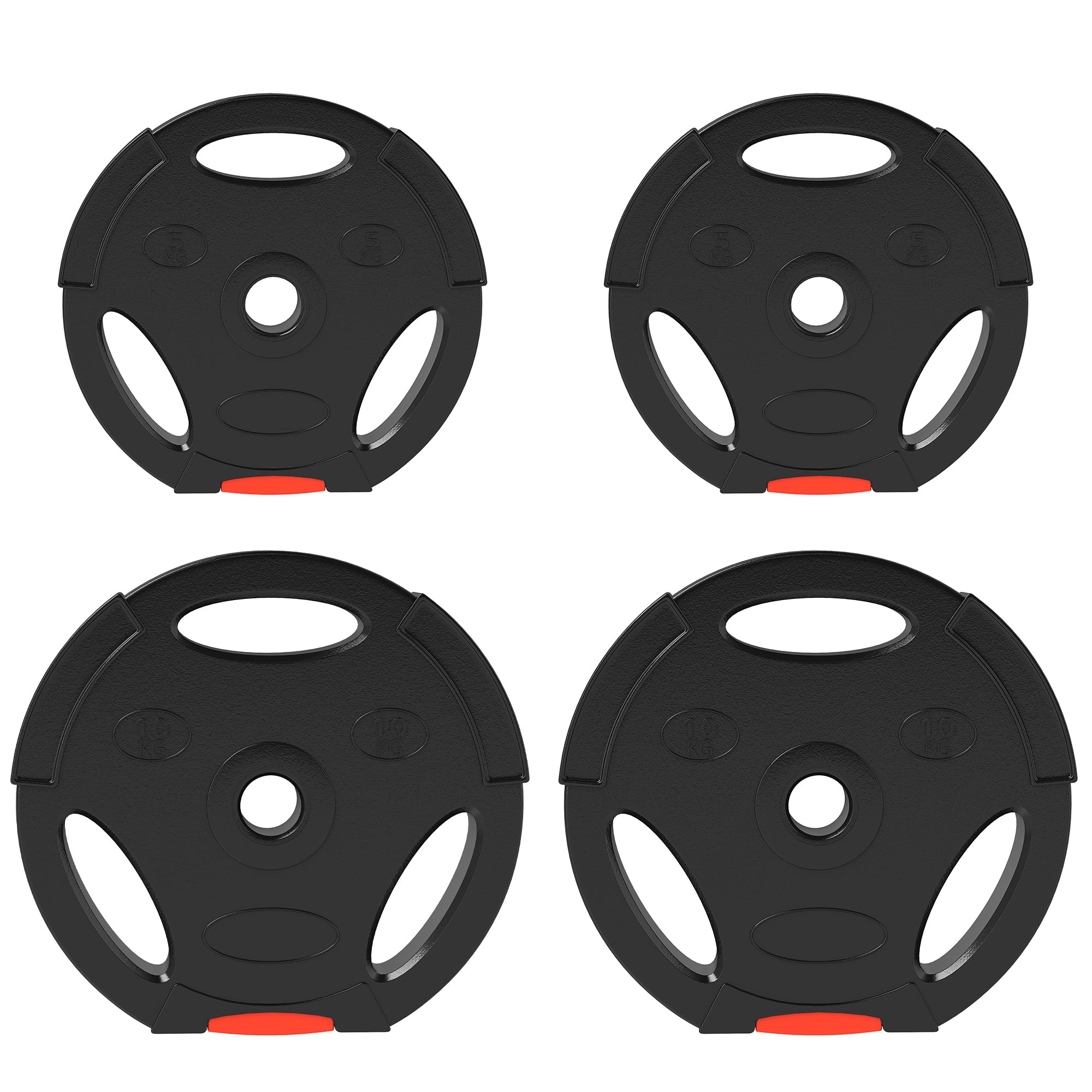 SPORTNOW Weight Kit with 2 10 kg Discs and 2 5 kg Discs in Polypropylene and Sand, Ø34x6 cm and Ø27x4.5 cm, Black