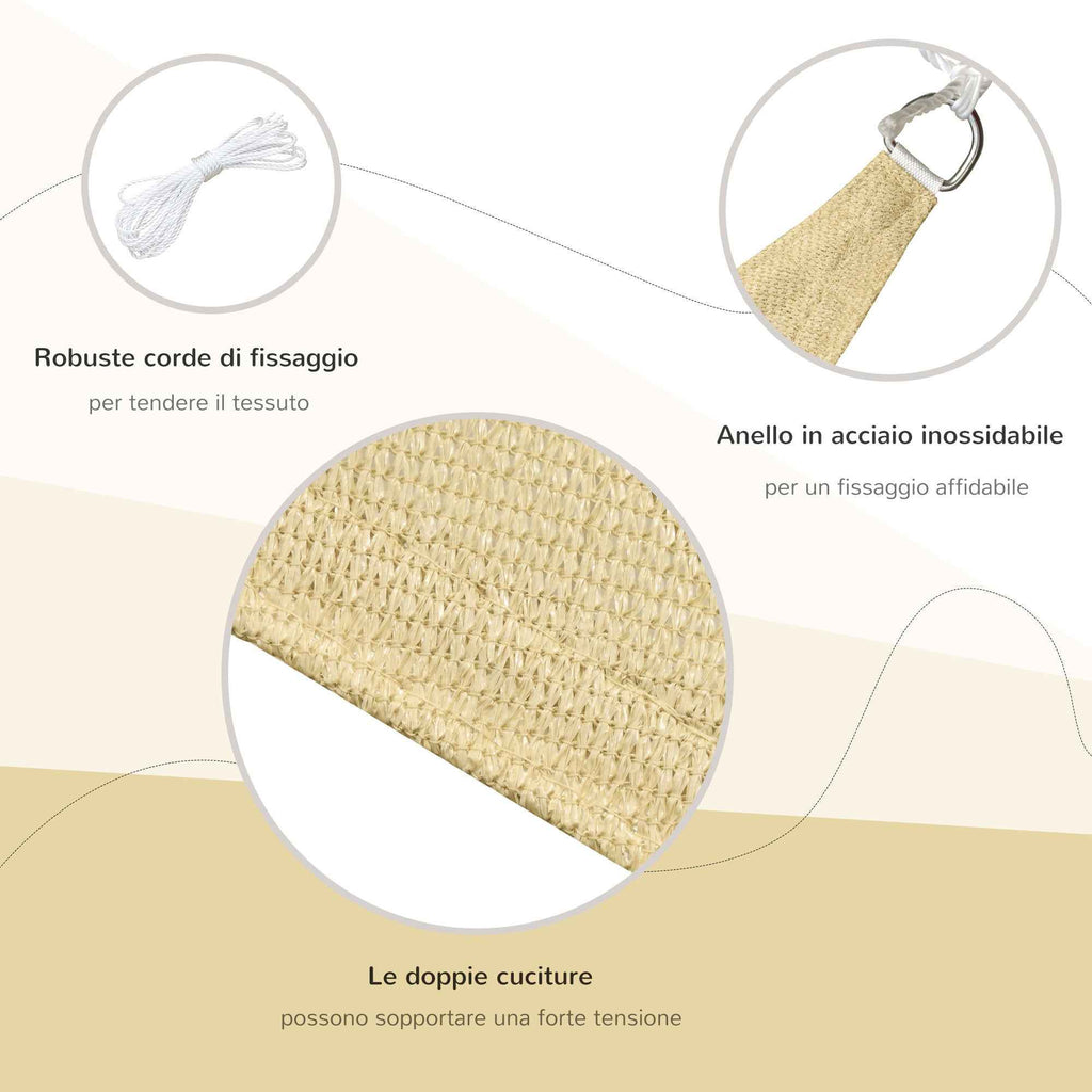 Outsunny Triangle Sun Shade Sail, Sun Protection for Garden, Balcony, Terrace, Anti-UV, 4x4x4 m, Beige