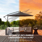 Outsunny Adjustable Cantilever Garden Umbrella, 3x3m, Black
