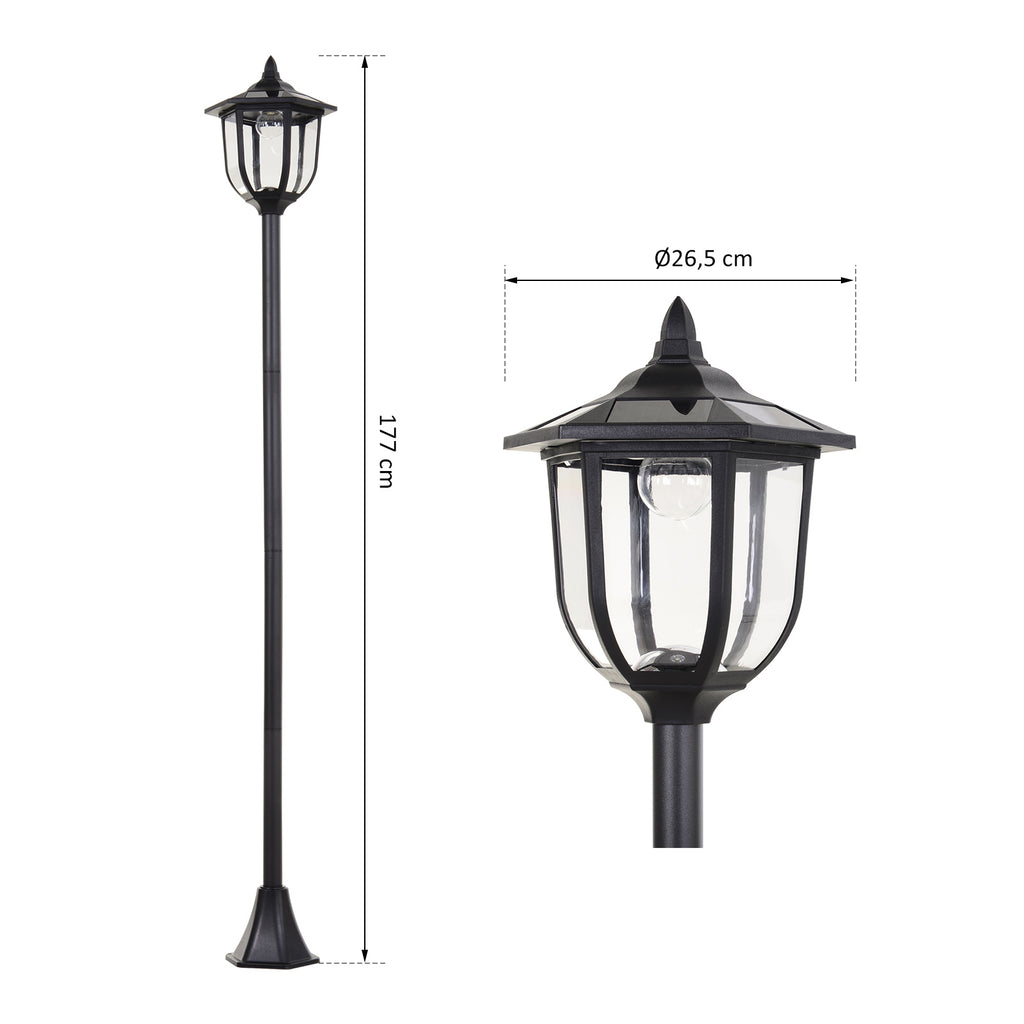 Outdoor street lamp with 6 LED lights and solar panels, waterproof, automatic switch-on, duration 6 hours, height 177cm - Borgè