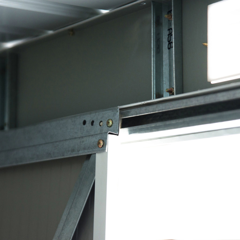 Steel Sheet Garden Tool Shed with Sliding Doors, 280x130x172cm, Dark Green