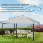 Outsunny 4x3m Replacement Roof for UV-Resistant Gazebo in Polyester with Air Vent, Light Grey