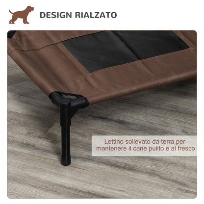 PawHut Raised Dog Bed with Breathable Seat, in Steel and Fabric, 61x46x18 cm, Black and Coffee - Borgè