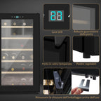 Wine Cooler Refrigerator for 24 Bottles, 65L Capacity, Temperature Control and Removable Shelves, Black
