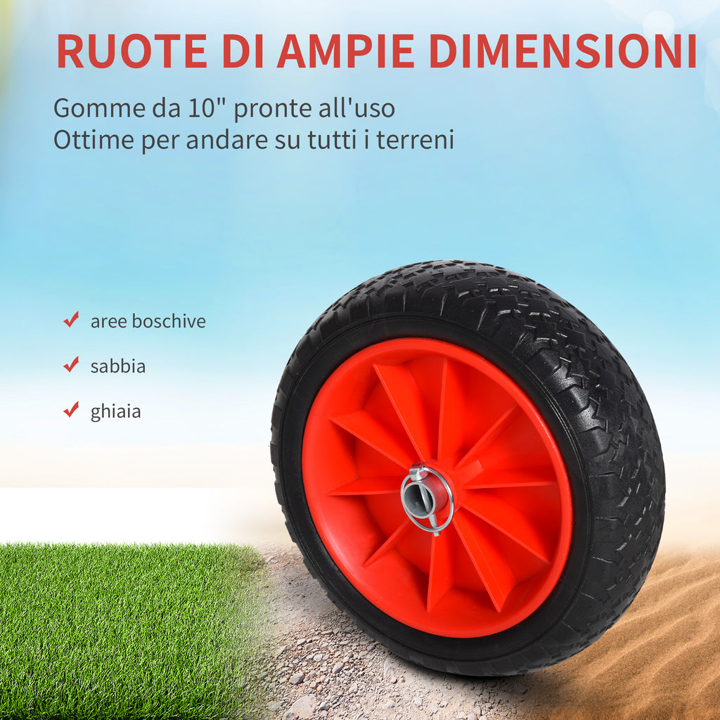 Folding Beach Trolley for Kayak and Canoe with Bumper, in Aluminum and NBR, 70x40x42 cm