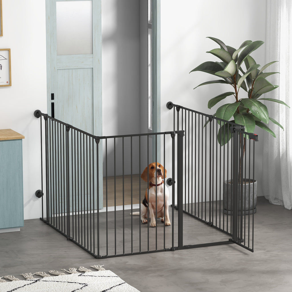 PAWHUT DOG CANCELLINO Folding and modular medium size in metal and plastic, 123x102x90 cm, black - Borgè