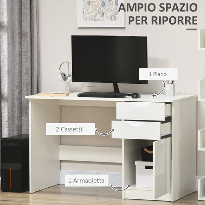 HOMCOM Modern Desk for Bedroom and Office in Wood with Drawers and Cabinet, 120x60x76cm