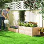 Raised Planter with Trellis for Climbing Plants and Divider, in Fir Wood, 222x63x132 cm, Wood Color