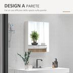 kleankin Mirrored Cabinet with 3 Adjustable Internal Shelves, in Wood and Glass, 60x15x60 cm, White