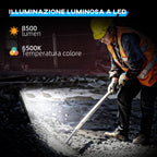 6500K LED Work Spotlight with Swivel Head and Adjustable Support, in Aluminum and Metal, 35x20x32 cm, Black