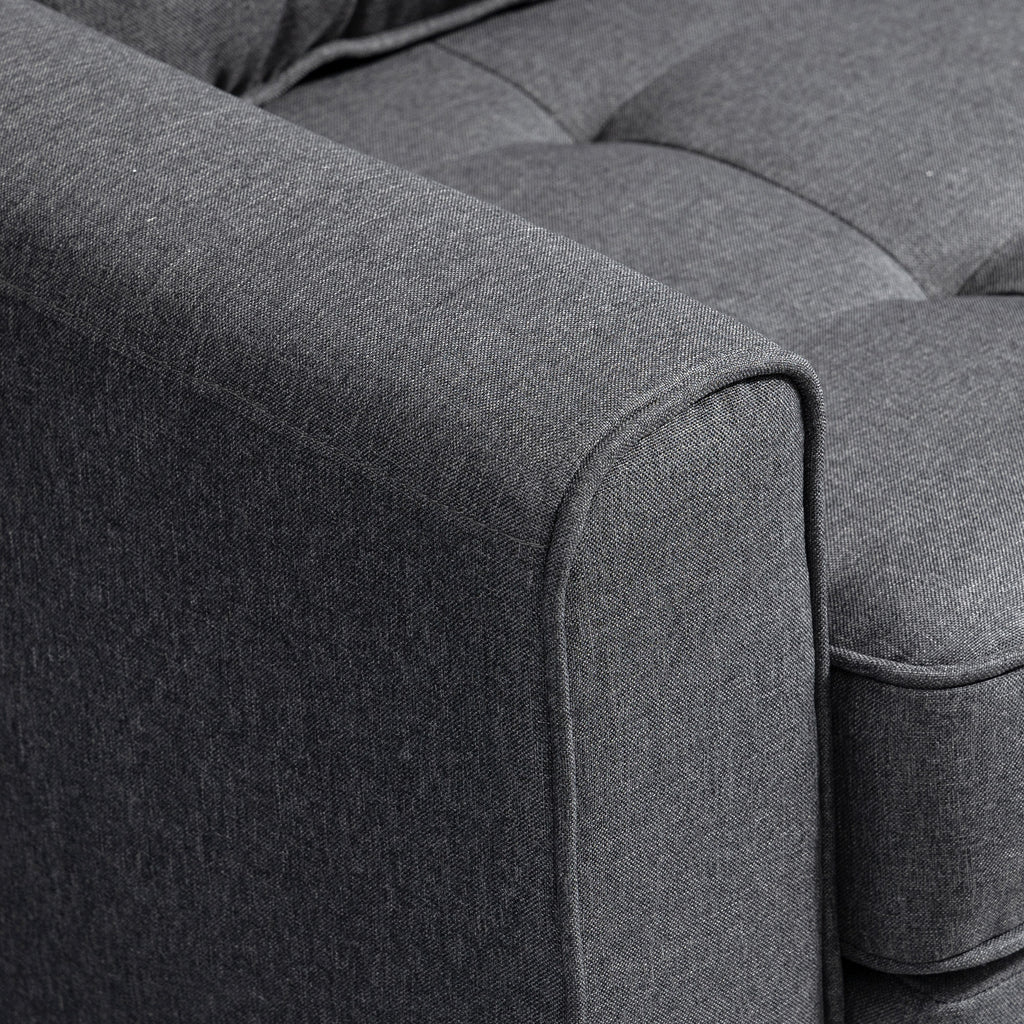 2-Seater Fabric Sofa Bed with Padding and Springs, 151x75x85 cm, Grey