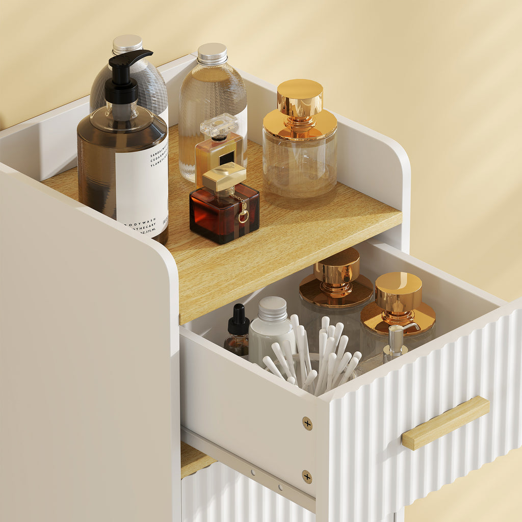 HOMCOM Narrow Bathroom Cabinet with Adjustable Shelf, White