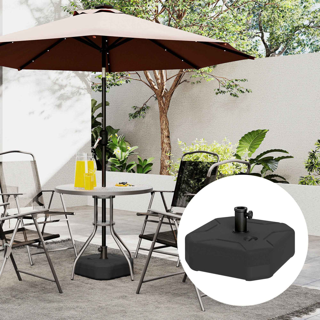 Outsunny Square Umbrella Base Fillable with Sand or Water up to 25kg, Black