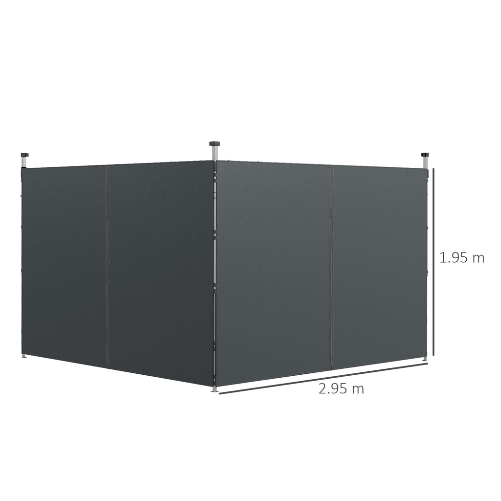 Set of 2 Gazebo Walls 3x3 and 3x6 m in Oxford Fabric with Hinged Doors, 295x195 cm, Dark Gray - Borgè