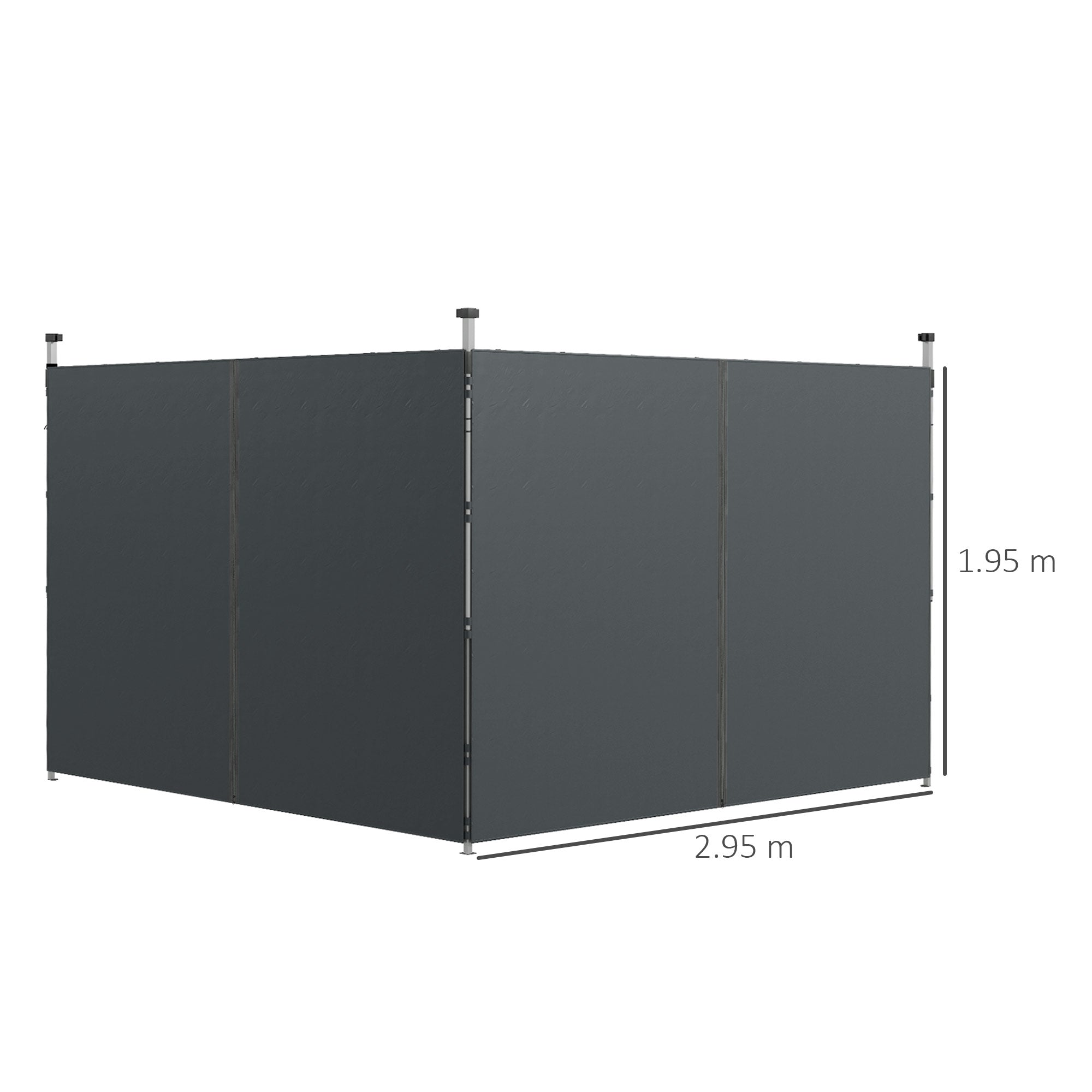 Set of 2 Gazebo Walls 3x3 and 3x6 m in Oxford Fabric with Hinged Doors, 295x195 cm, Dark Gray - Borgè
