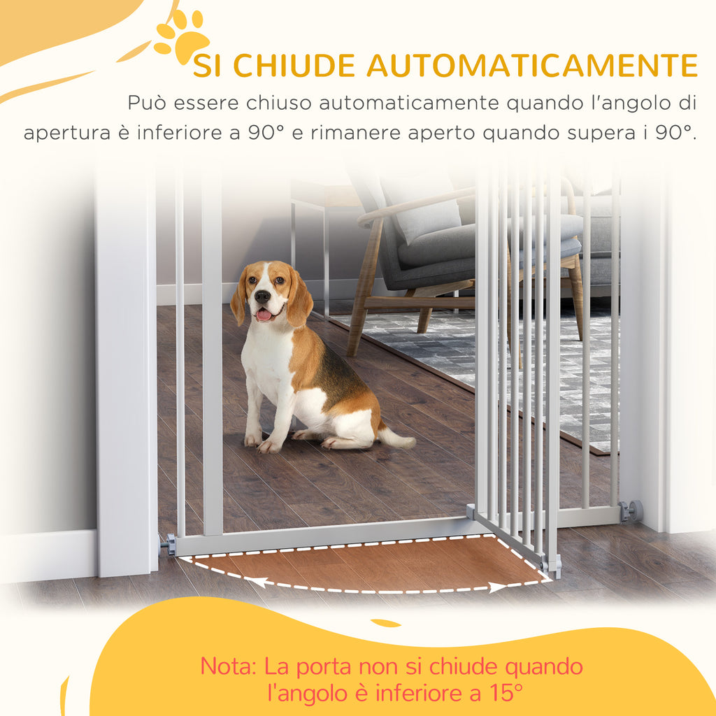 Push-On, Self-Closing Extendable Dog Gate, 30" Tall, White