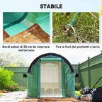 Outsunny 3x2 m Tunnel Greenhouse with Extra Shading Net, Windows and Zip Entrance, in PE and Steel, Green