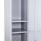 4-Shelf Cabinet with 2 Doors and Safety Lock, Office, Garage, Workshop, Cold-Rolled Steel, 38 x 46 x 180 cm, Grey