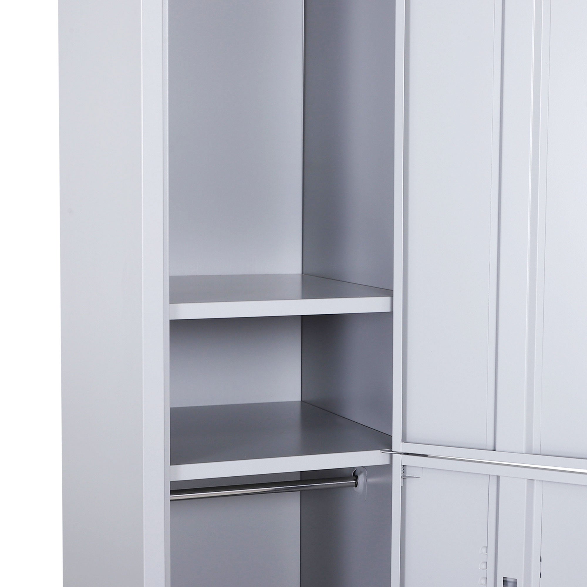 4-Shelf Cabinet with 2 Doors and Safety Lock, Office, Garage, Workshop, Cold-Rolled Steel, 38 x 46 x 180 cm, Grey
