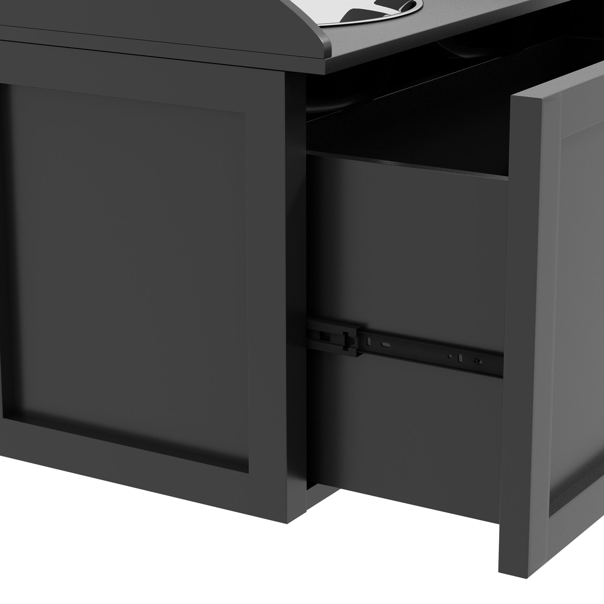 Stainless Steel and Wood Raised Dog Bowls with Drawer, 60x30x36cm, Black