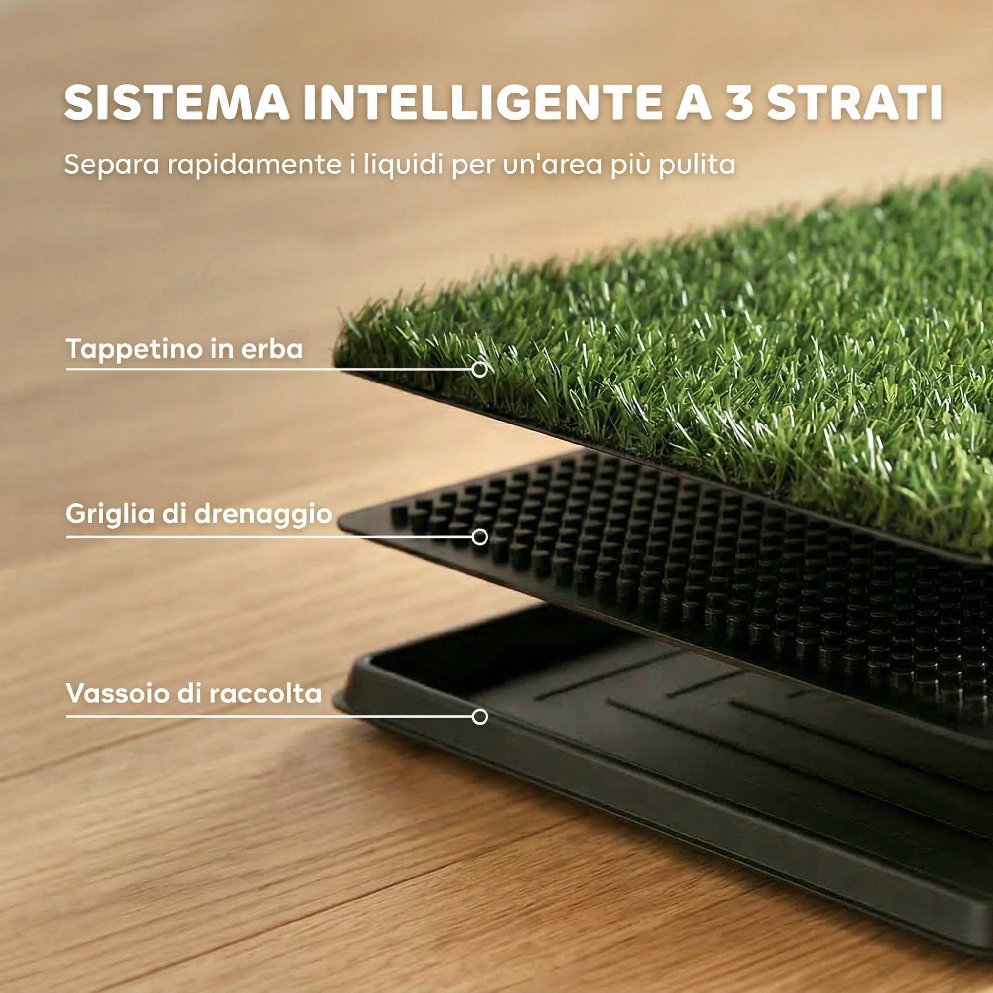 PawHut Dog Mat with Tray and Artificial Grass, 63 x 50.5 cm, Green