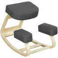 Ergonomic Kneeling Chair in Birch Wood and Cushion, 51x69x58 cm, Grey