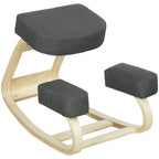 Ergonomic Kneeling Chair in Birch Wood and Cushion, 51x69x58 cm, Grey
