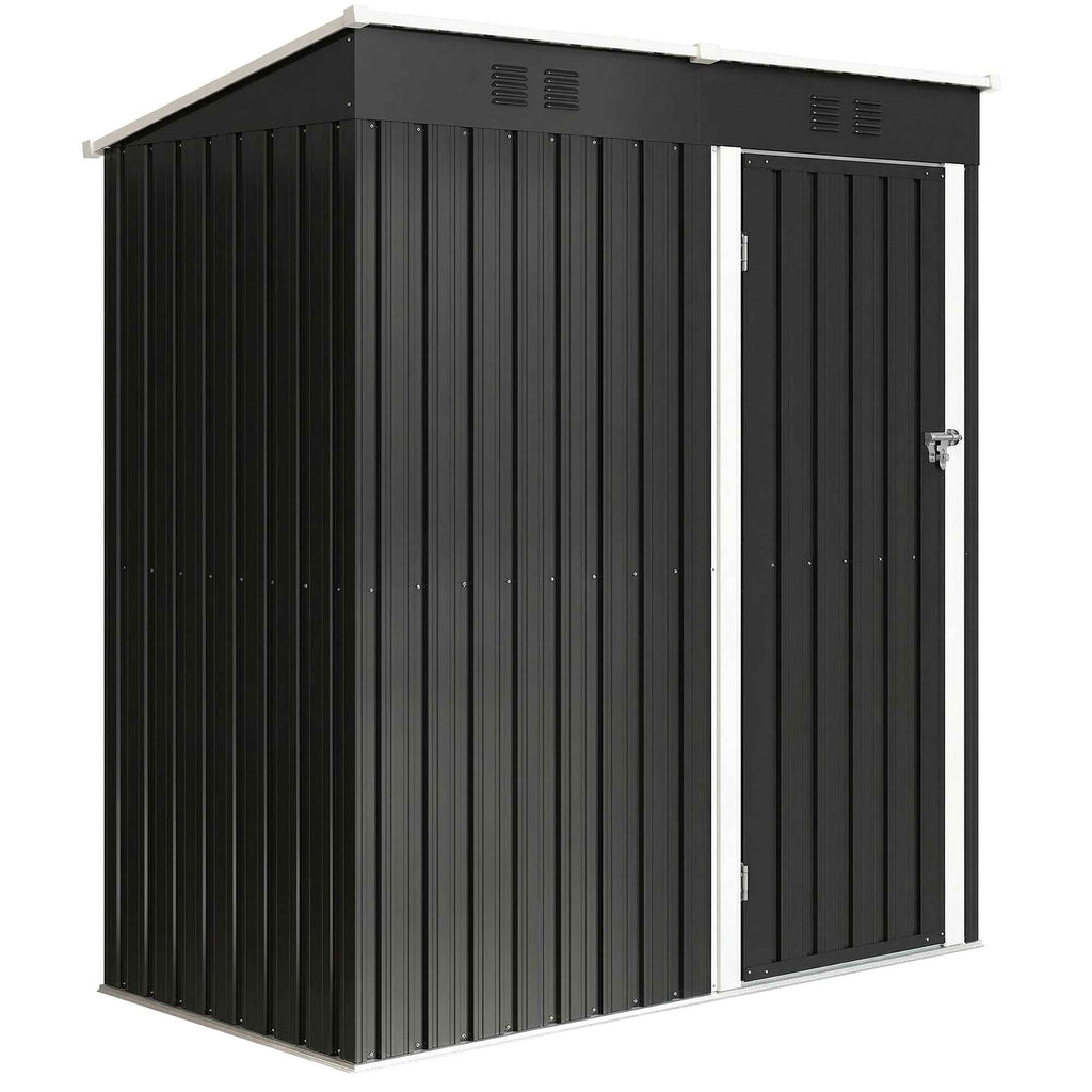 Outsunny Metal Garden Shed 163x90x179 cm, Lockable Door, Air Vents, Dark Grey