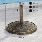 12 kg Umbrella Base with Integrated Crank, in Resin, Metal and Cement, Ø46x33 cm, Bronze