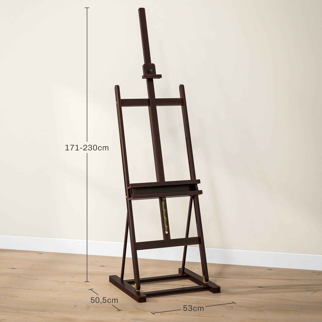 HOMCOM Adjustable Beech Wood Artist Easel with Storage Compartment, 53x50.5x171-230cm