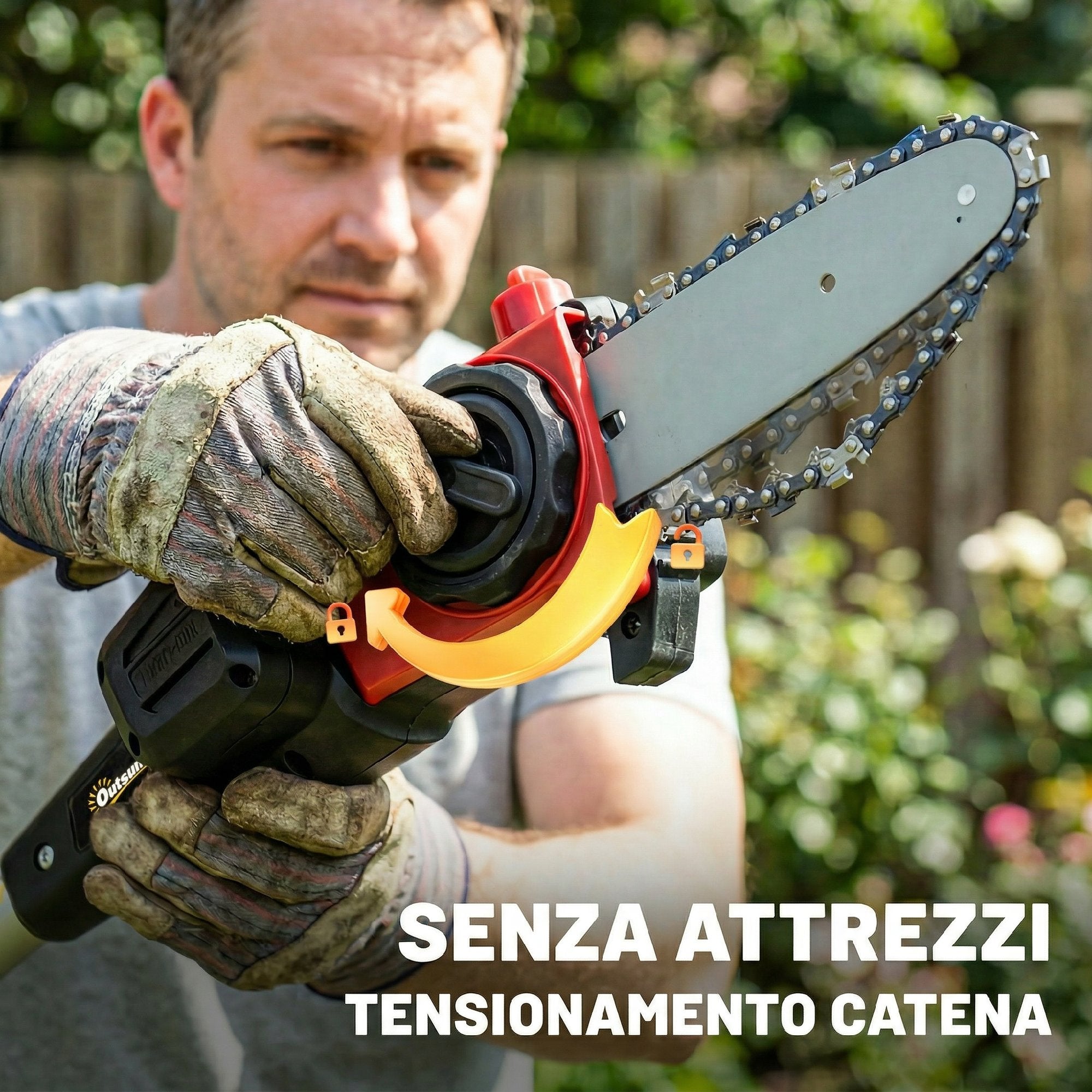 Outsunny 1.94m-2.56m Cordless Telescopic Chainsaw with Automatic Lubrication