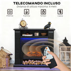 1800W Adjustable Electric Fireplace with 3D Flame, Shelf, Timer and Remote Control, 105x27x97 cm, Black