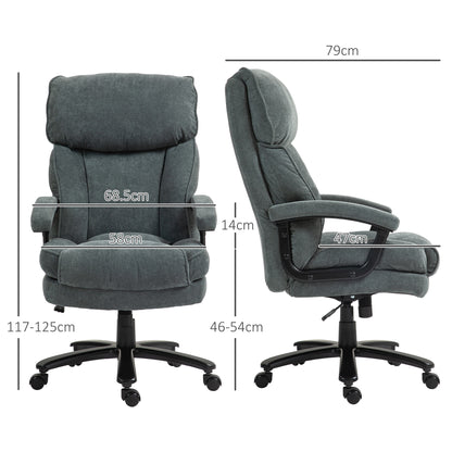 HOMCOM Reinforced Office Chair Capacity 200kg, Swivel and Inclinable in Velvet Fabric, Gray